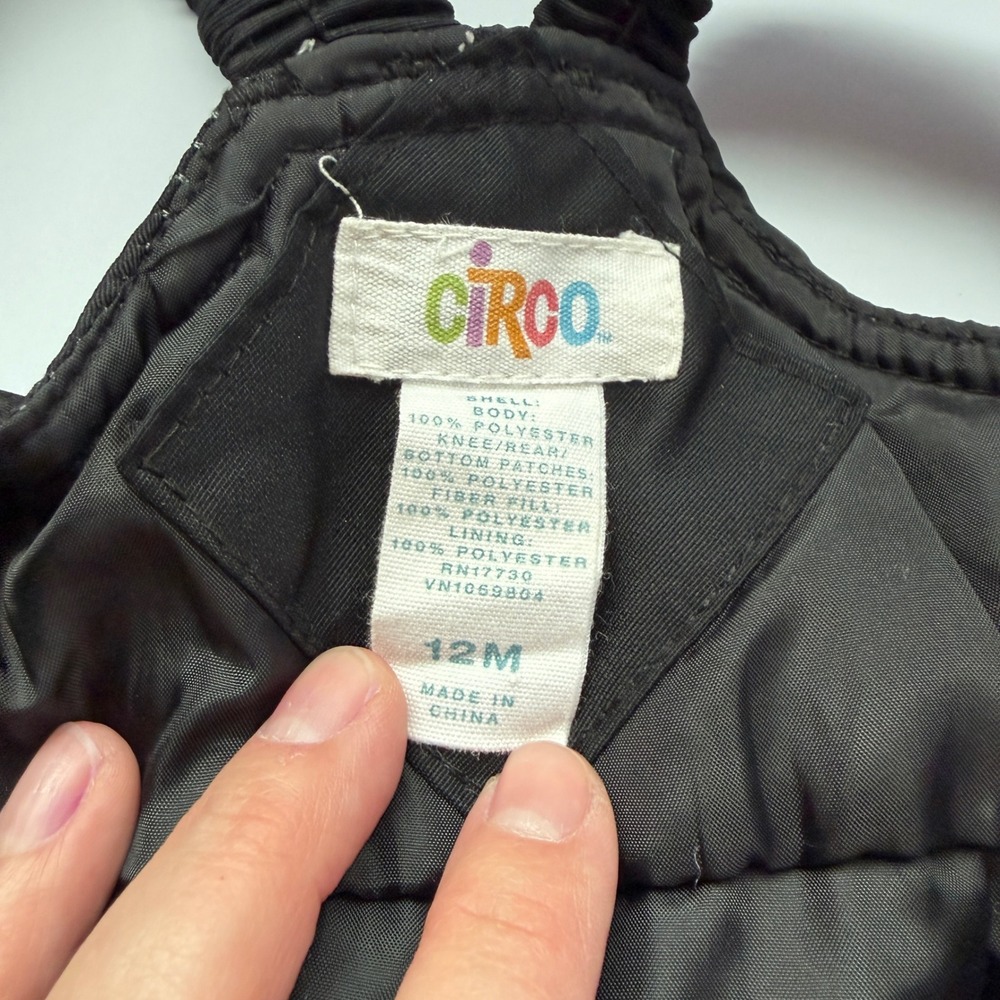 Circo Infant Kids Black Insulated Snow Bibs Overalls Size 12M RN17730 - Picture 4 of 5